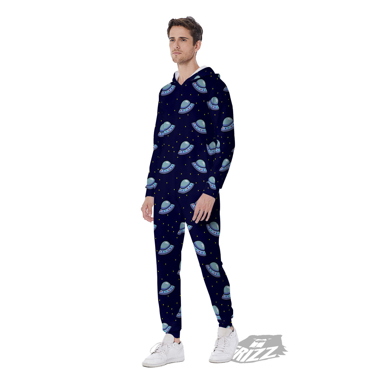 UFO Galaxy Print Pattern Men's Jumpsuit-grizzshop