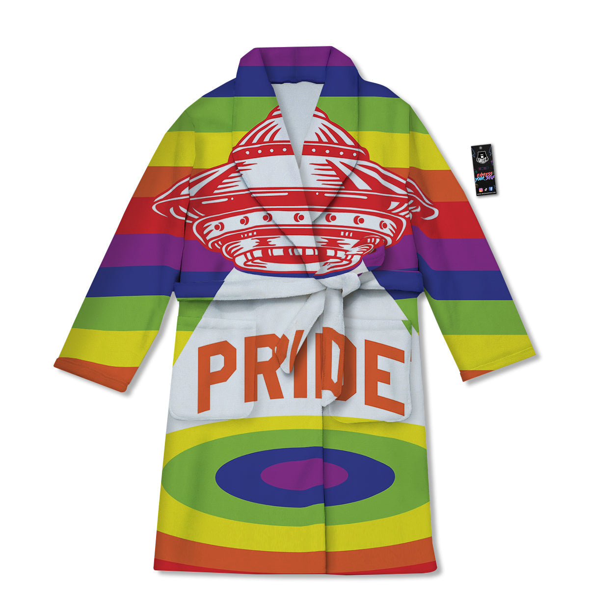 UFO LGBT Pride Rainbow Print Bathrobe-grizzshop