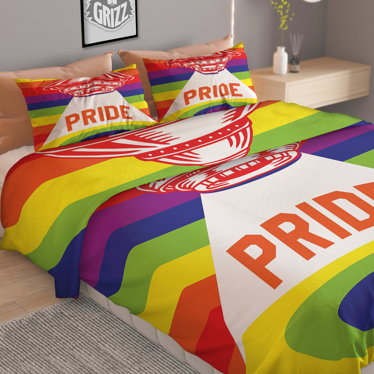 UFO LGBT Pride Rainbow Print Duvet Cover Bedding Set