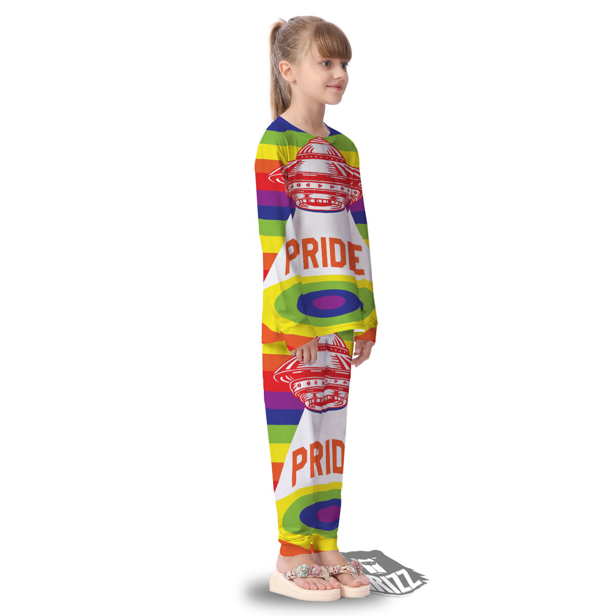 UFO LGBT Pride Rainbow Print Kid's Pajamas-grizzshop