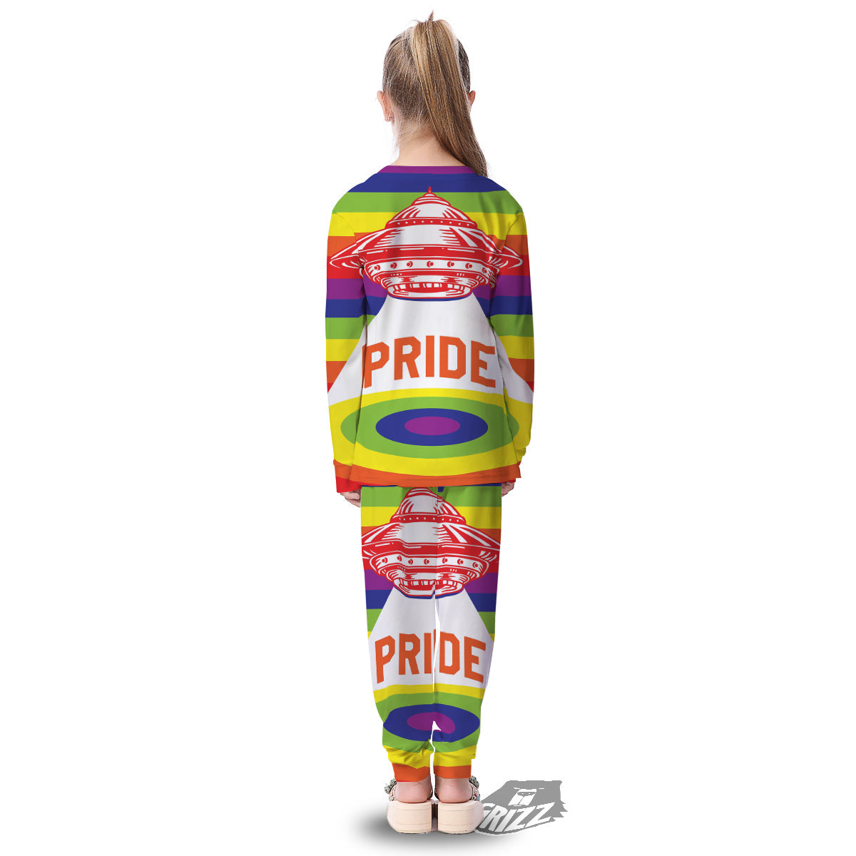UFO LGBT Pride Rainbow Print Kid's Pajamas-grizzshop