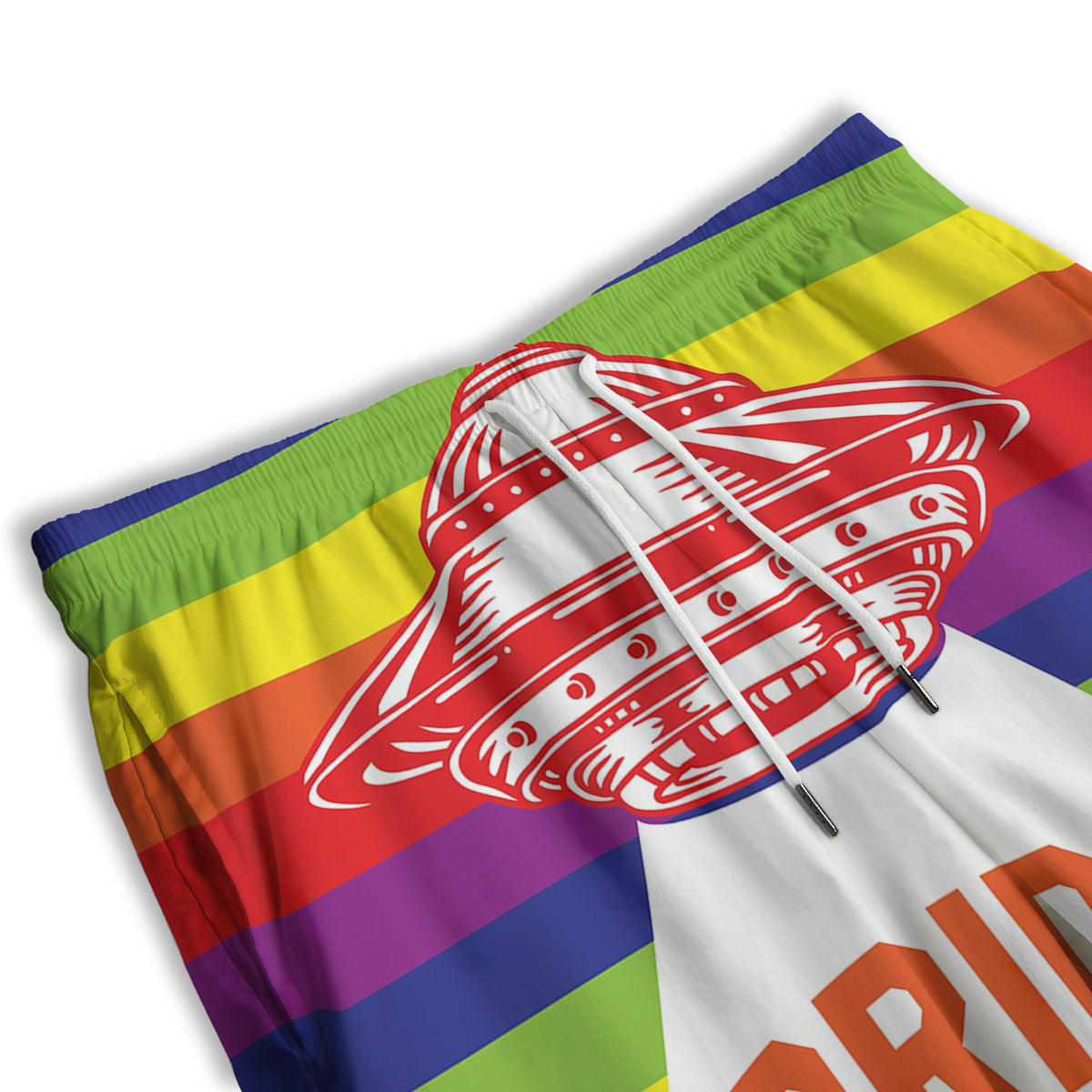 UFO LGBT Pride Rainbow Print Men's Athletic Shorts