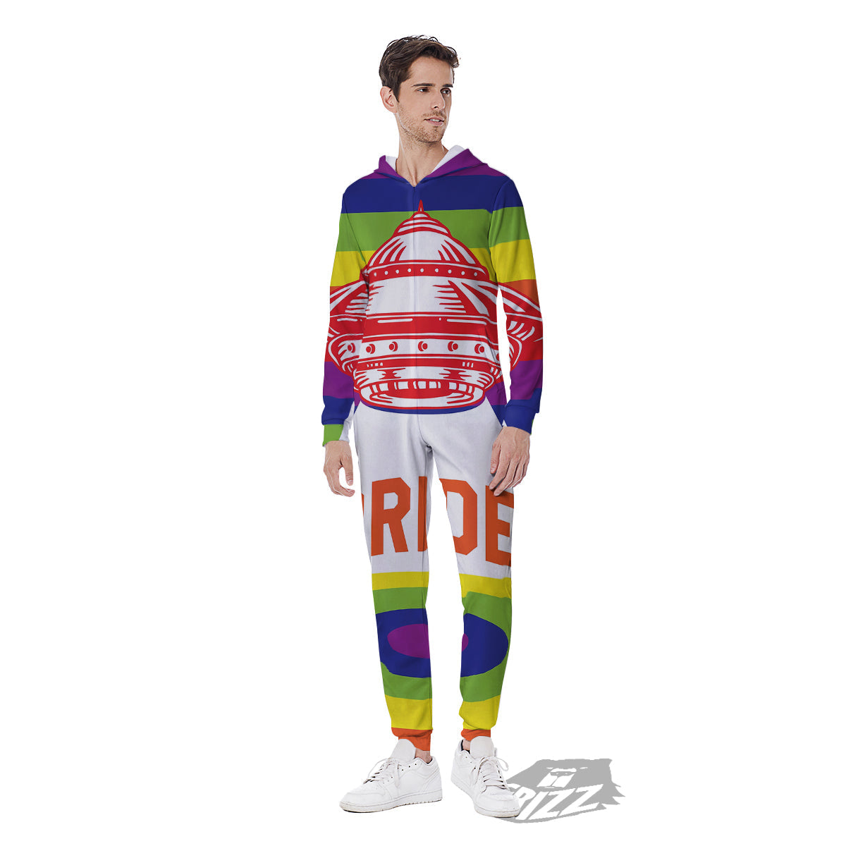 UFO LGBT Pride Rainbow Print Men's Jumpsuit-grizzshop