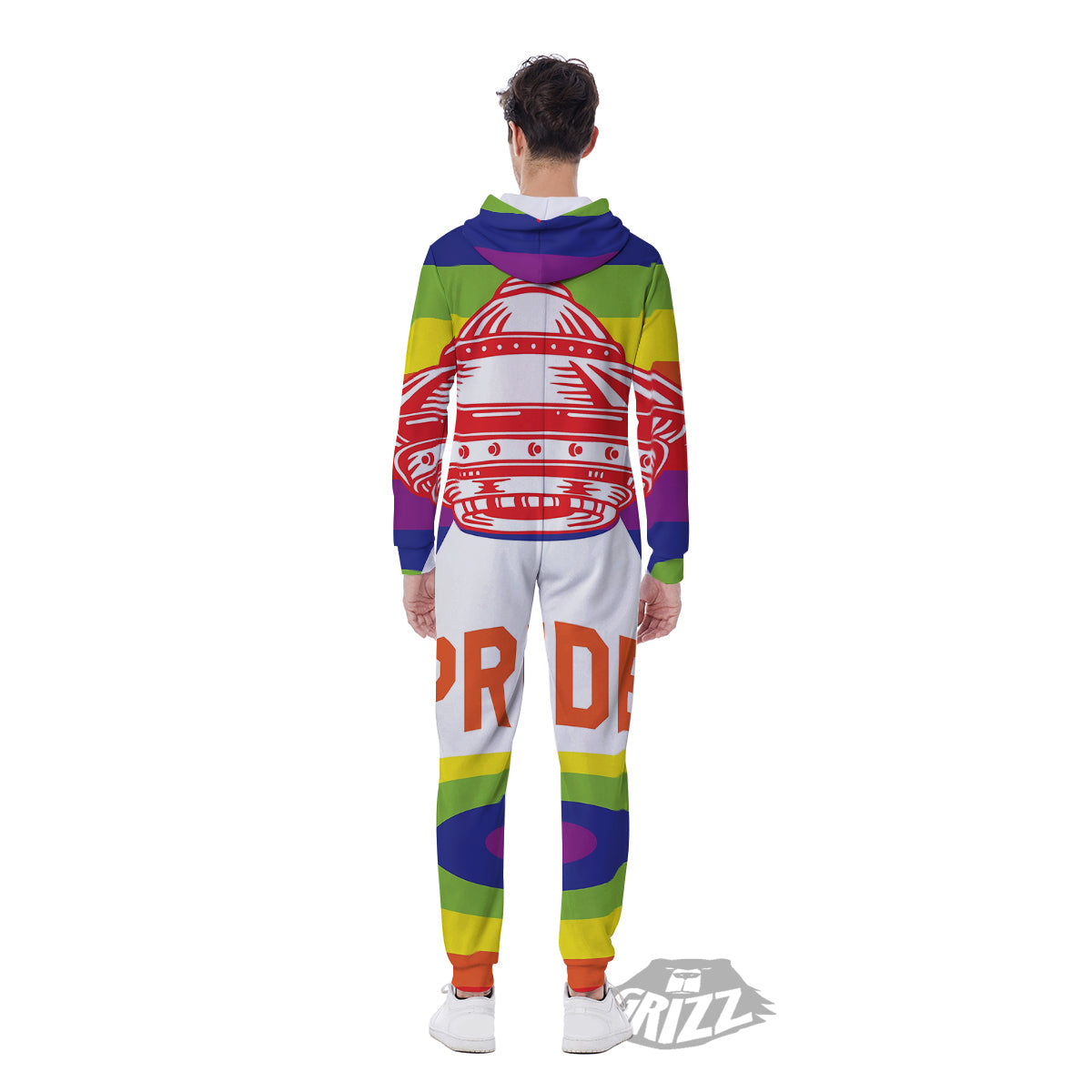 UFO LGBT Pride Rainbow Print Men's Jumpsuit-grizzshop