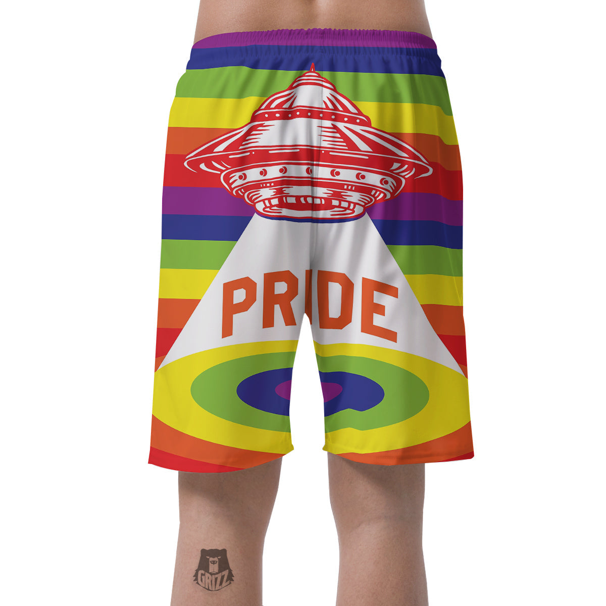 UFO LGBT Pride Rainbow Print Men's Shorts-grizzshop