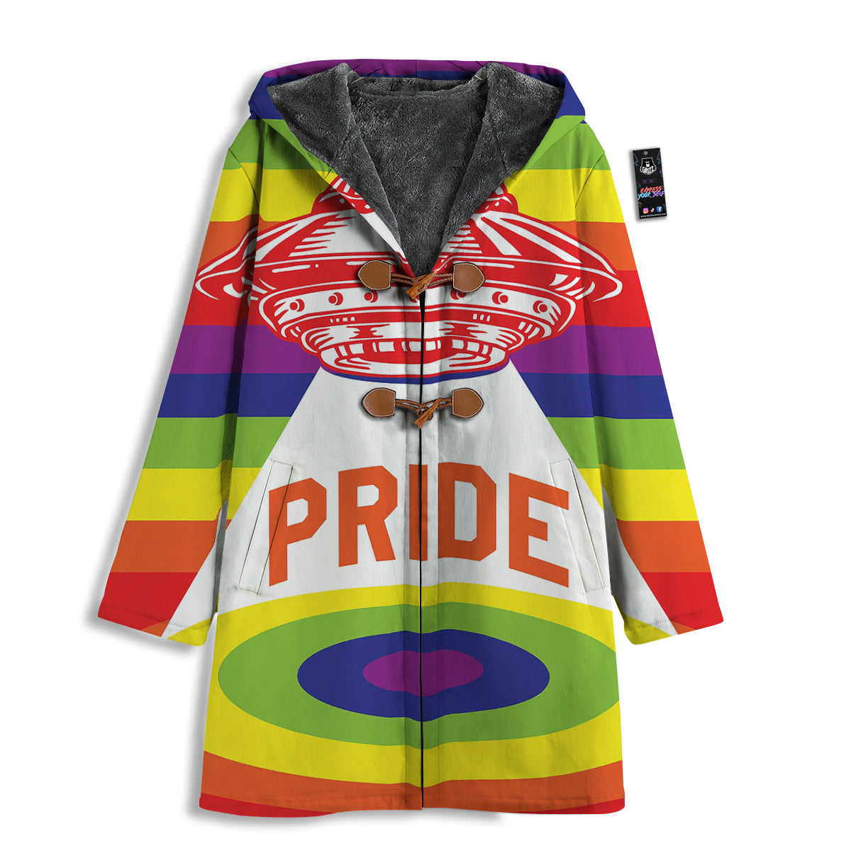 UFO LGBT Pride Rainbow Print Men's Windbreaker Jacket-grizzshop