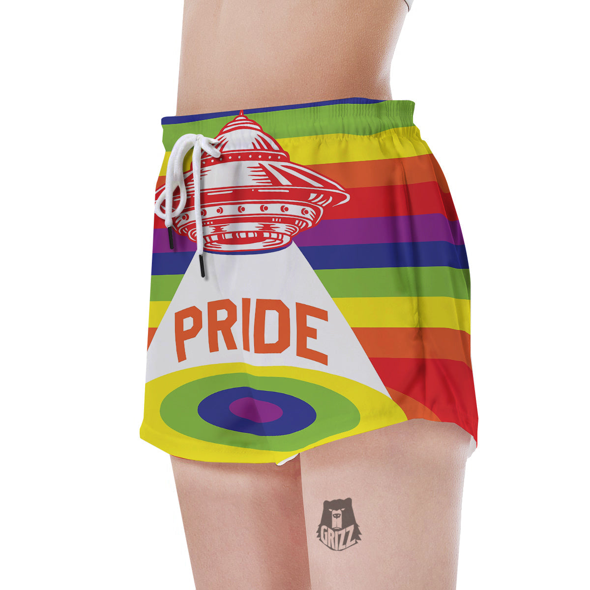 UFO LGBT Pride Rainbow Print Women's Shorts-grizzshop
