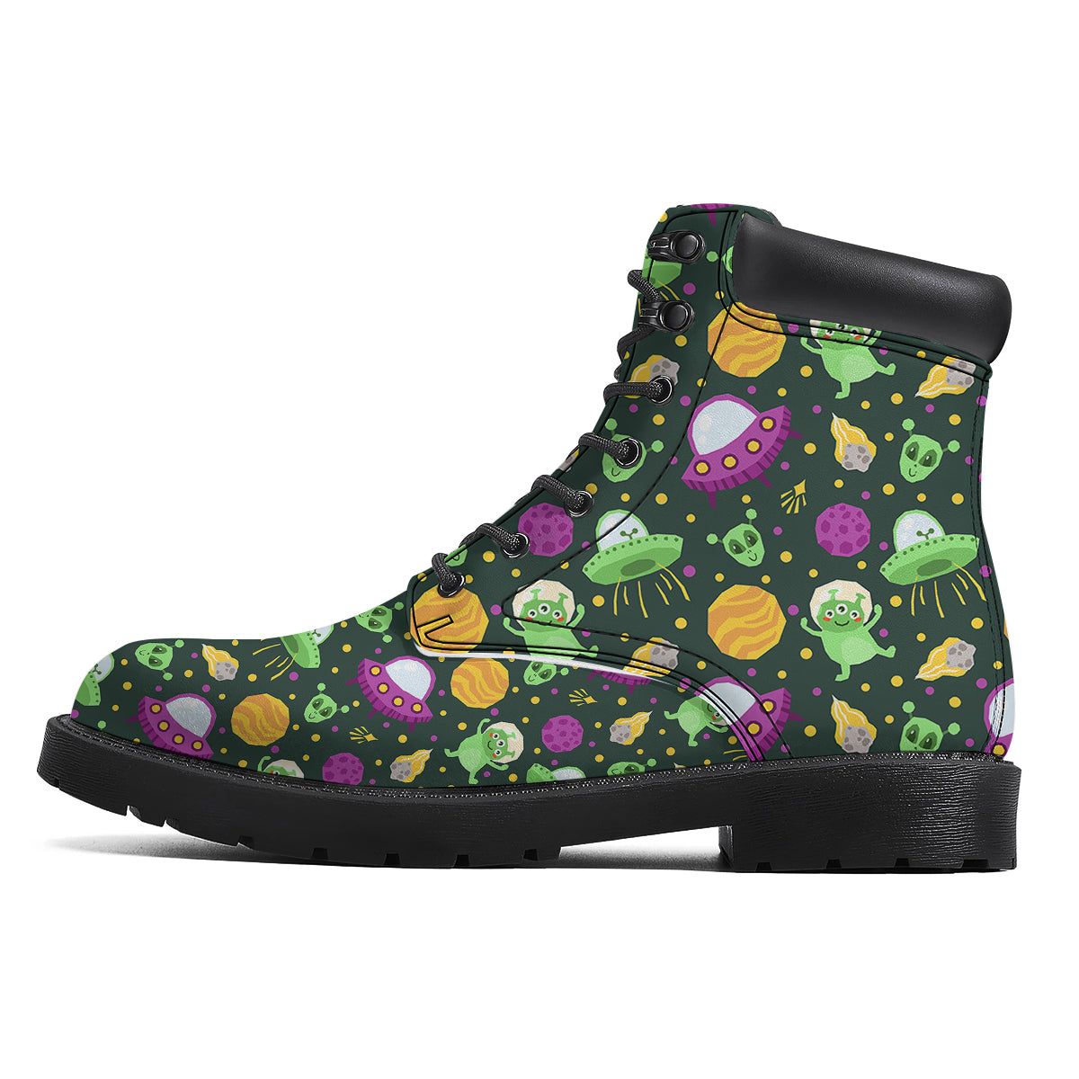 UFO Little Green Alien Print Pattern Boots-grizzshop