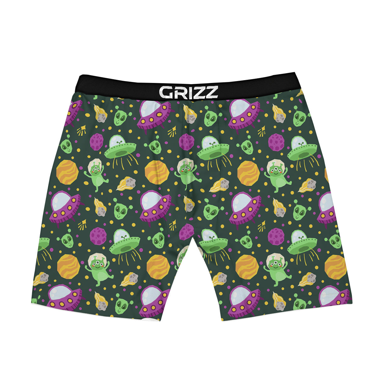 UFO Little Green Alien Print Pattern Boxer Briefs-grizzshop