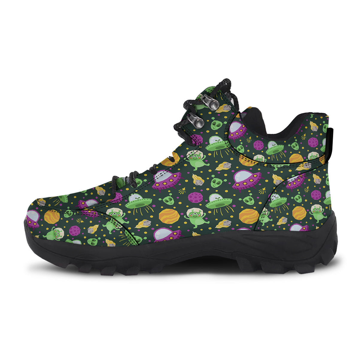 UFO Little Green Alien Print Pattern Hiking Shoes-grizzshop