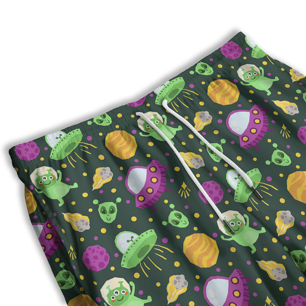 UFO Little Green Alien Print Pattern Men's Athletic Shorts