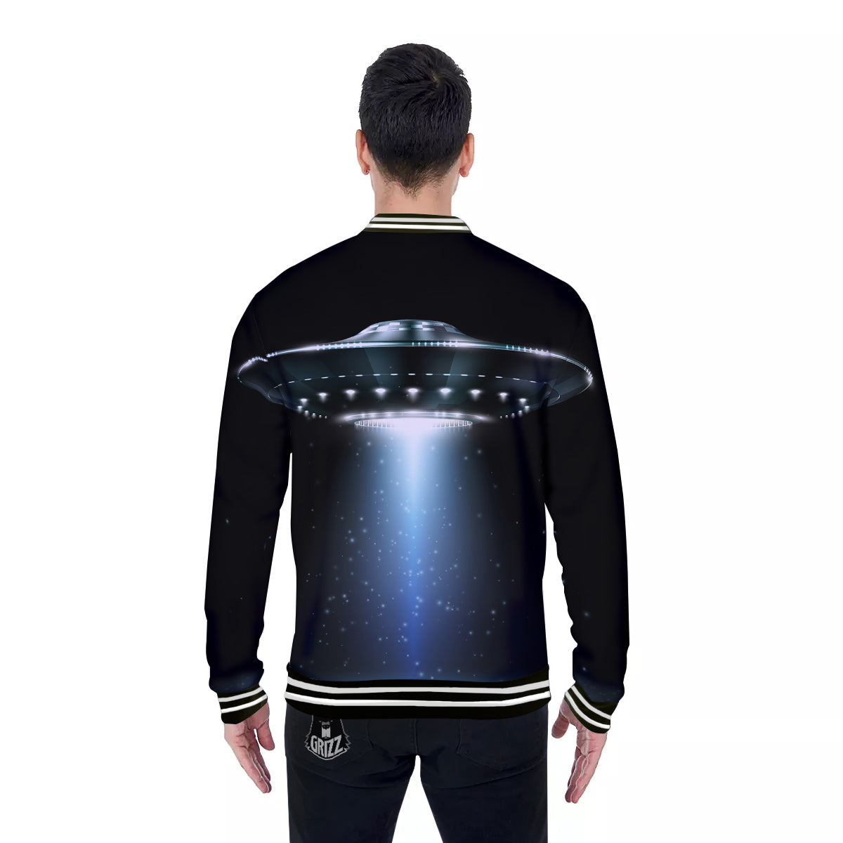 UFO Night Dark Print Baseball Jacket-grizzshop