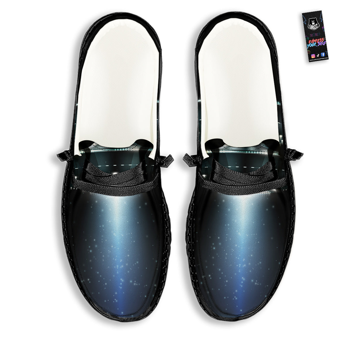 UFO Night Dark Print Black Loafers-grizzshop