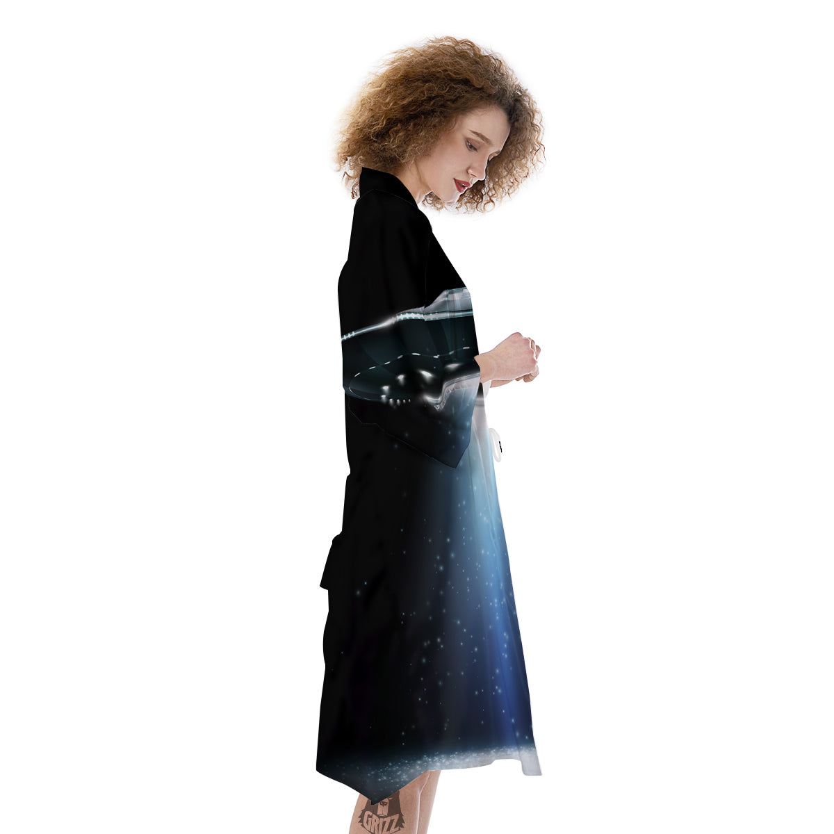 UFO Night Dark Print Kimono-grizzshop