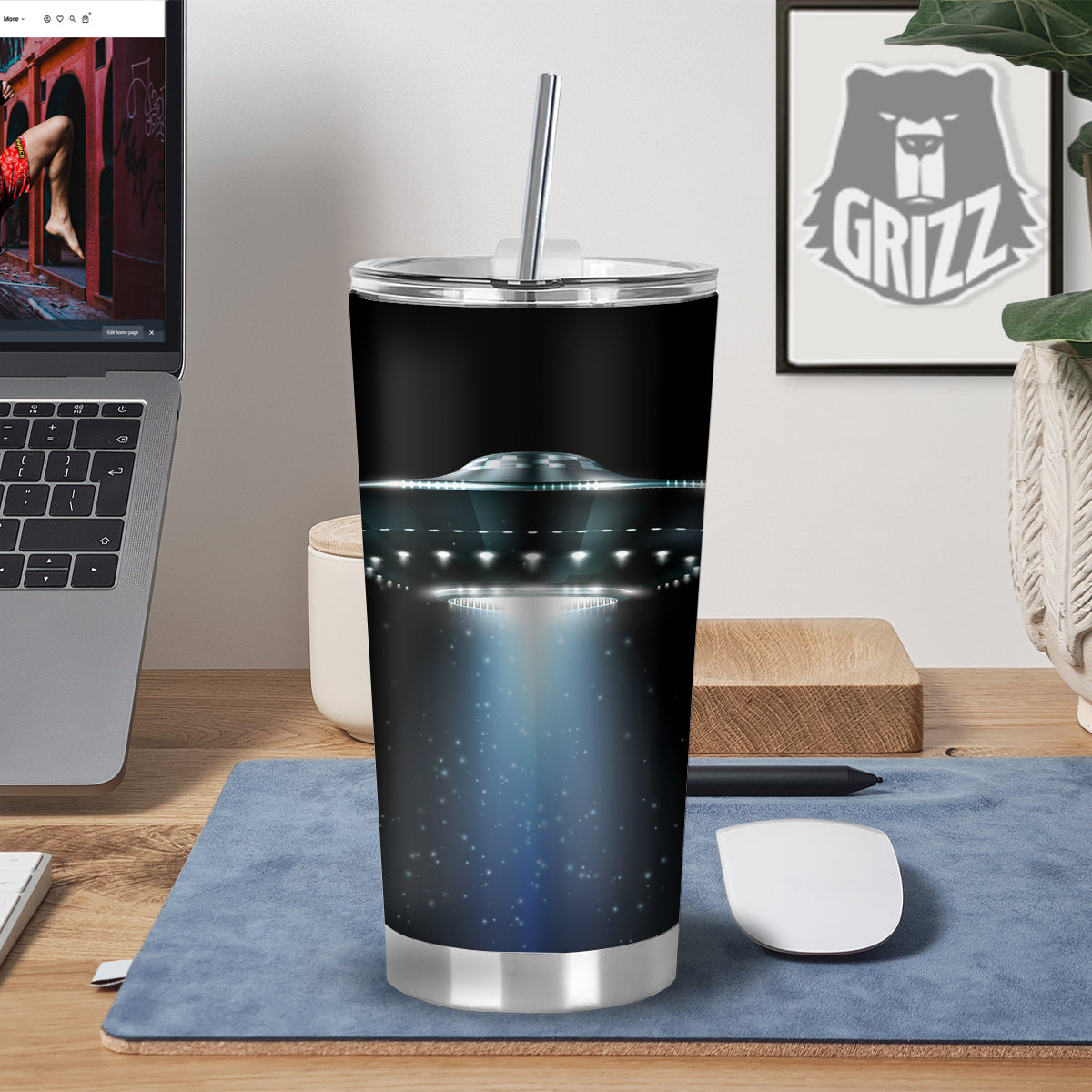 UFO Night Dark Print Tumbler-grizzshop