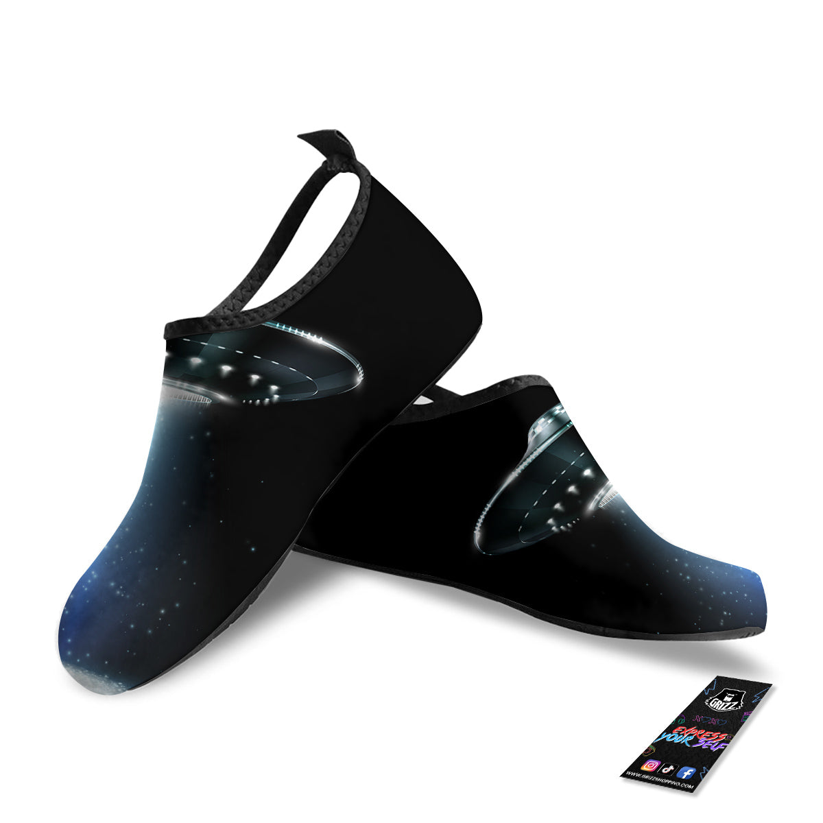 UFO Night Dark Print Water Shoes-grizzshop