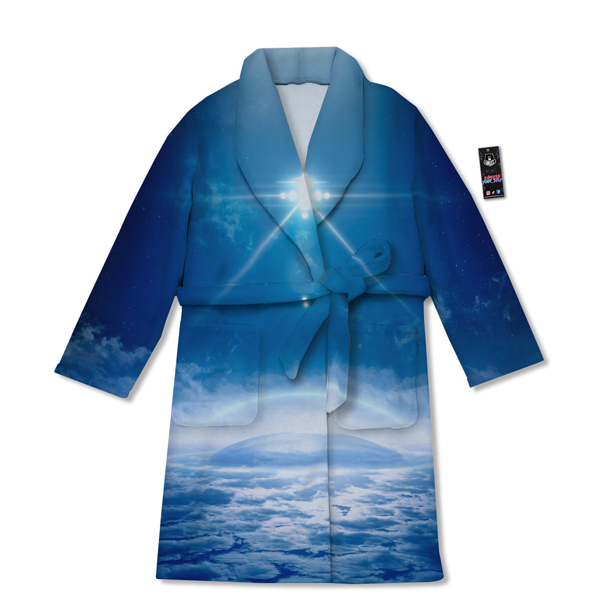 UFO On Planet Earth Print Bathrobe-grizzshop