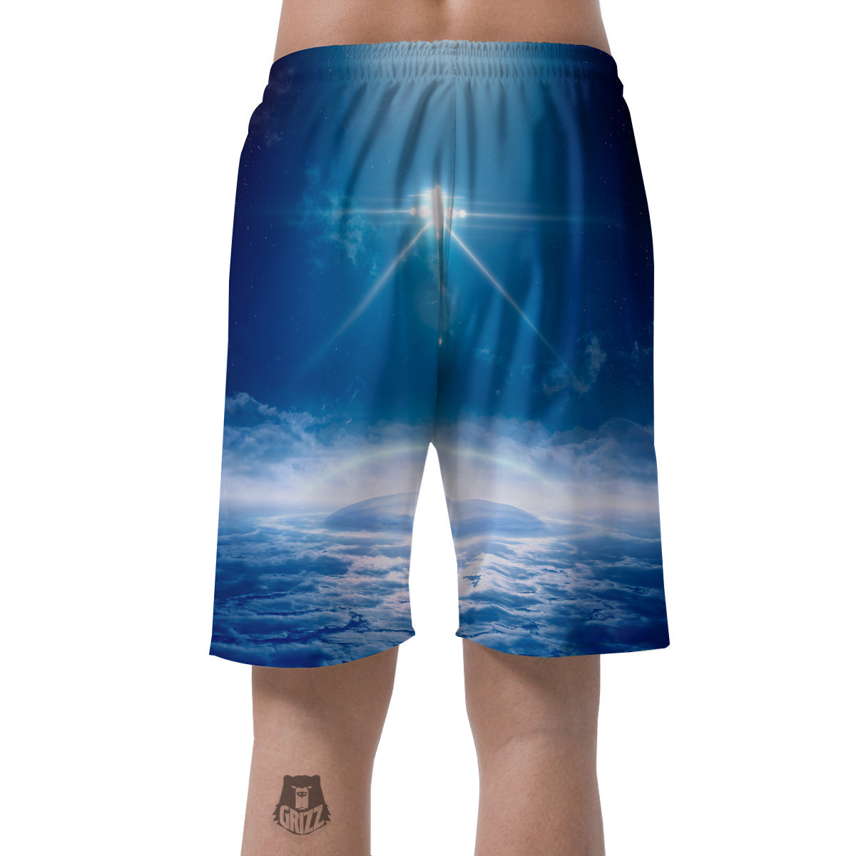 UFO On Planet Earth Print Men's Shorts-grizzshop