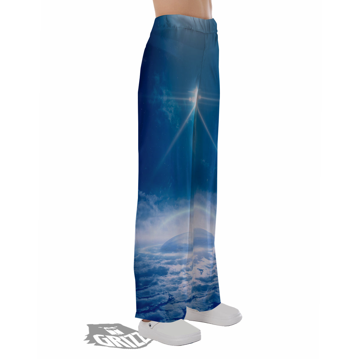 UFO On Planet Earth Print Pajama Pants-grizzshop
