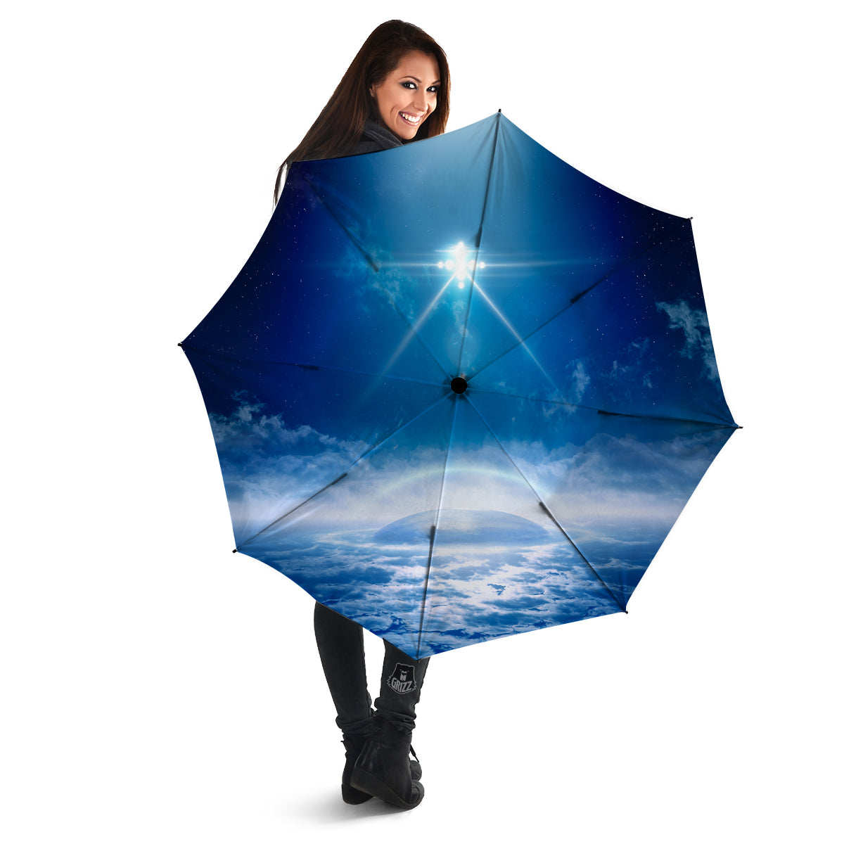 UFO On Planet Earth Print Umbrella-grizzshop