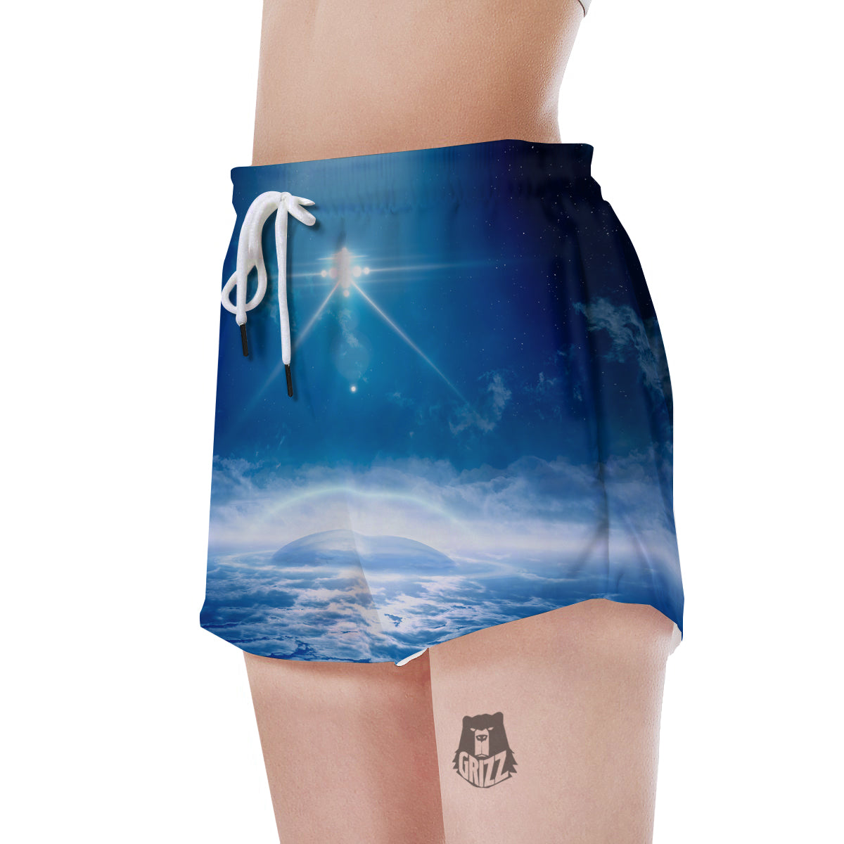 UFO On Planet Earth Print Women's Shorts-grizzshop