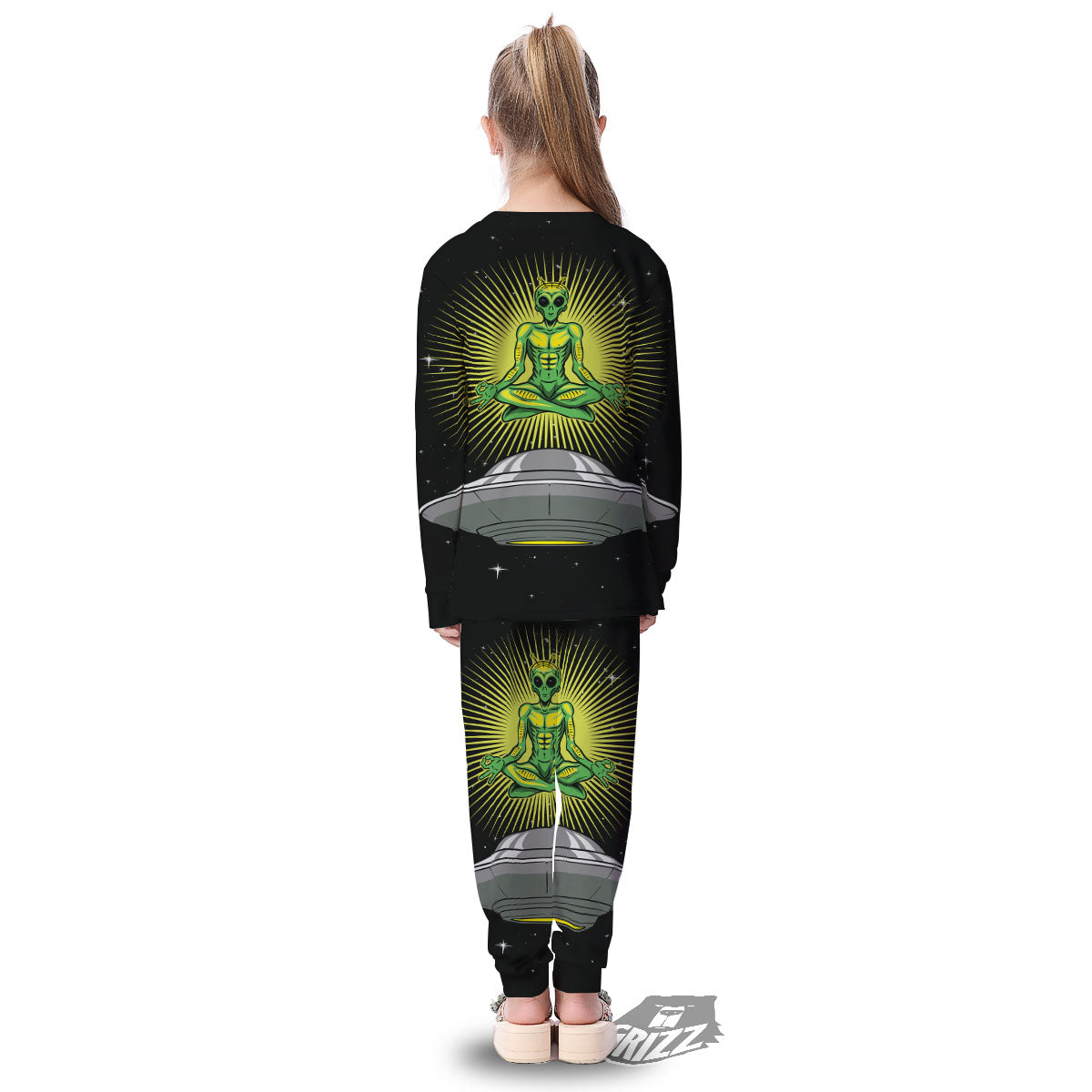 UFO Space Green Alien Print Kid's Pajamas-grizzshop
