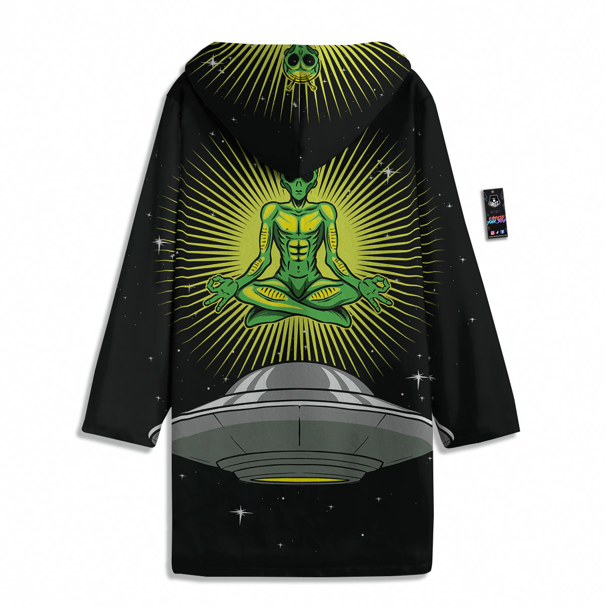 UFO Space Green Alien Print Men's Windbreaker Jacket-grizzshop