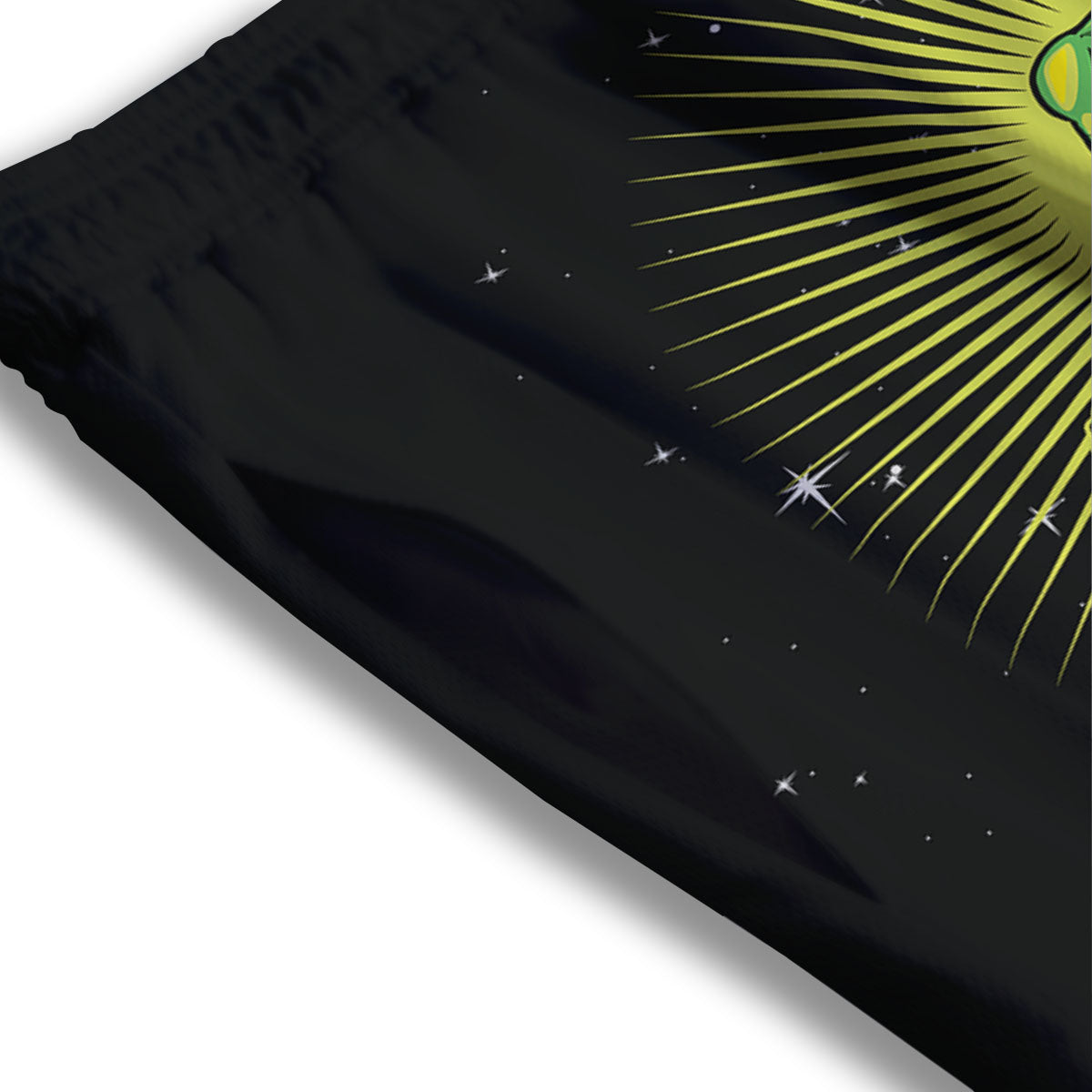 UFO Space Green Alien Print Mesh Shorts