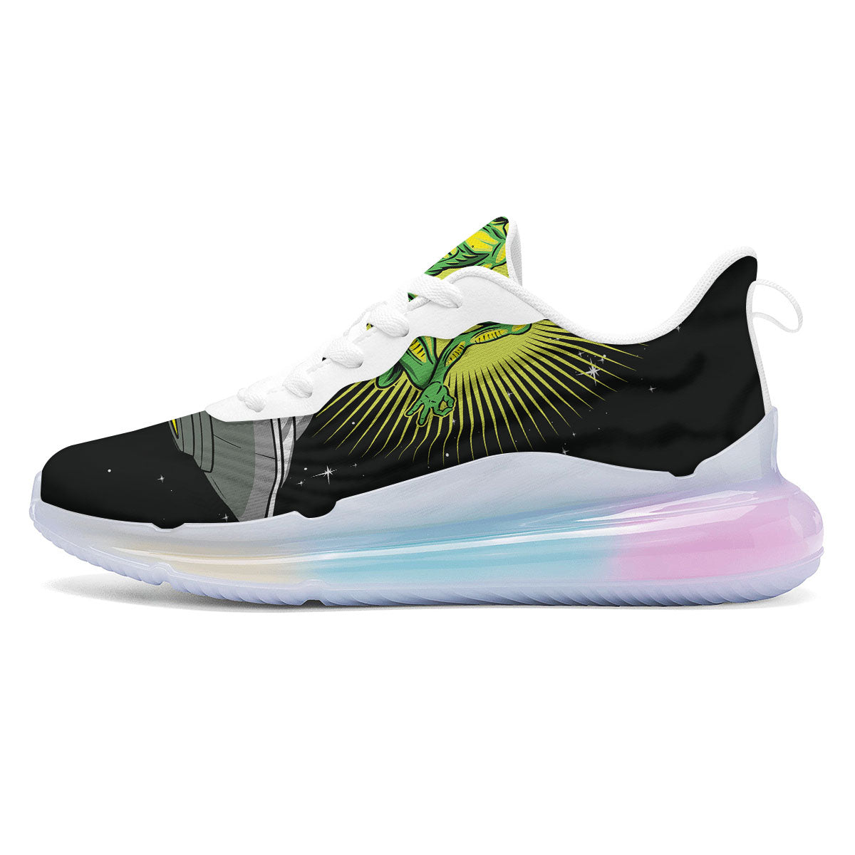 UFO Space Green Alien Print Running Sneakers-grizzshop