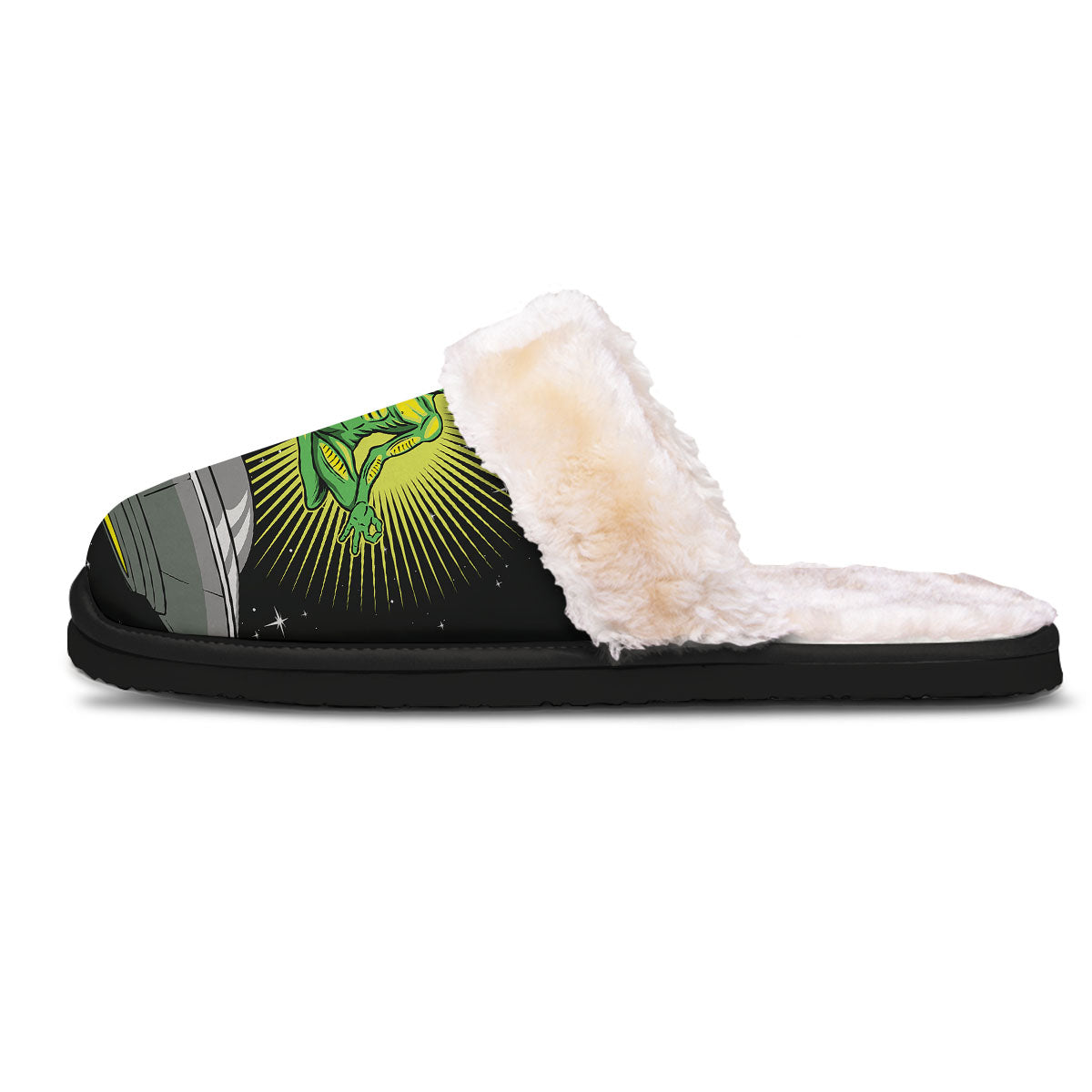 UFO Space Green Alien Print Slippers-grizzshop