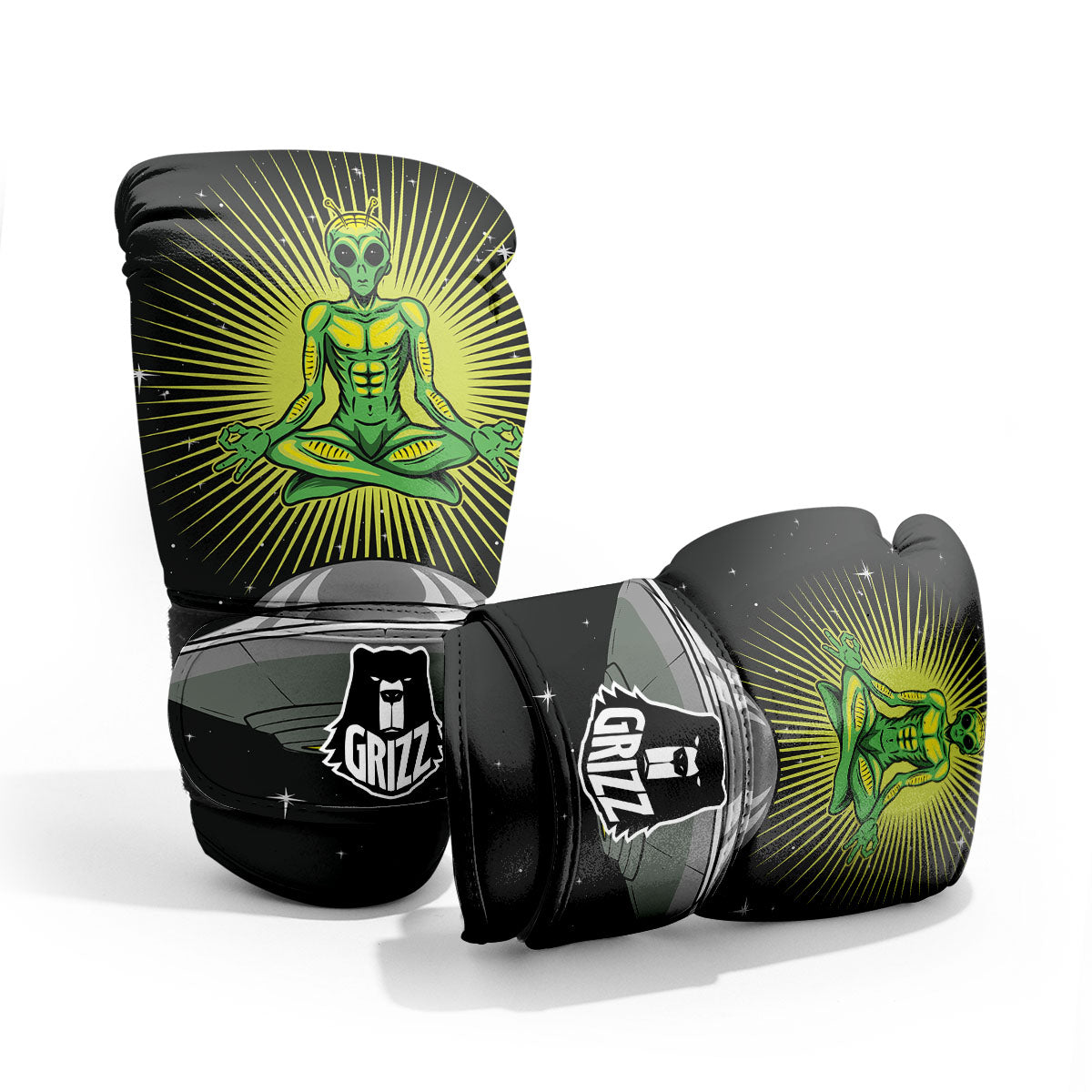 UFO Space Green Alien Print Pro Boxing Glove