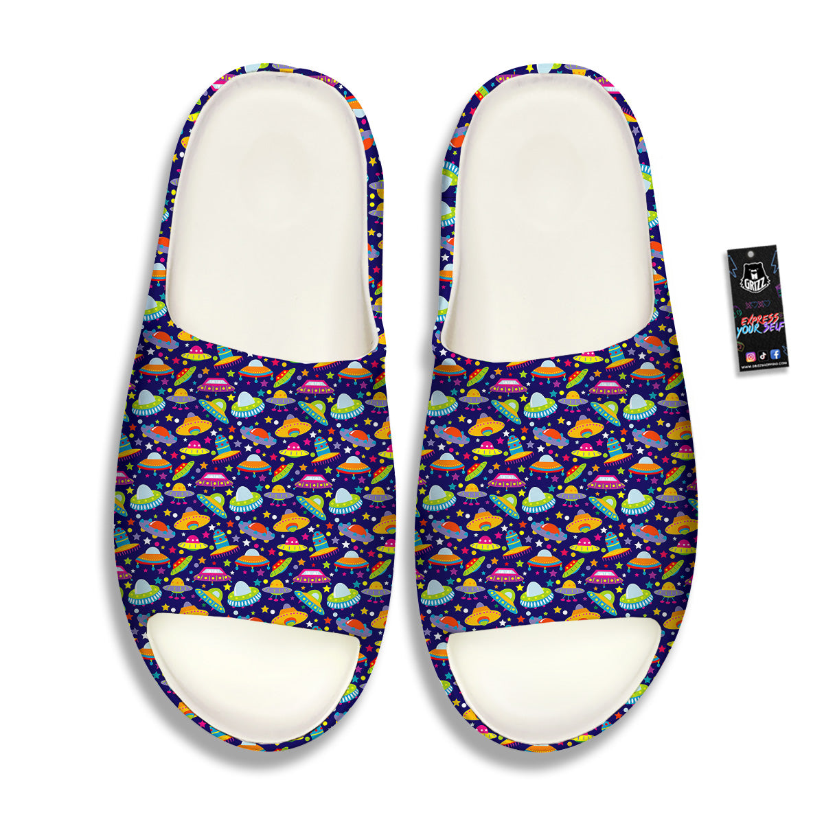 UFO Colorful Print Pattern Sandals-grizzshop