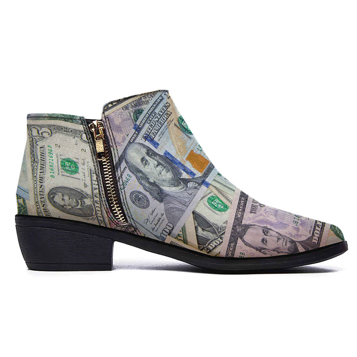 US Dollar Print Ankle Boots-grizzshop