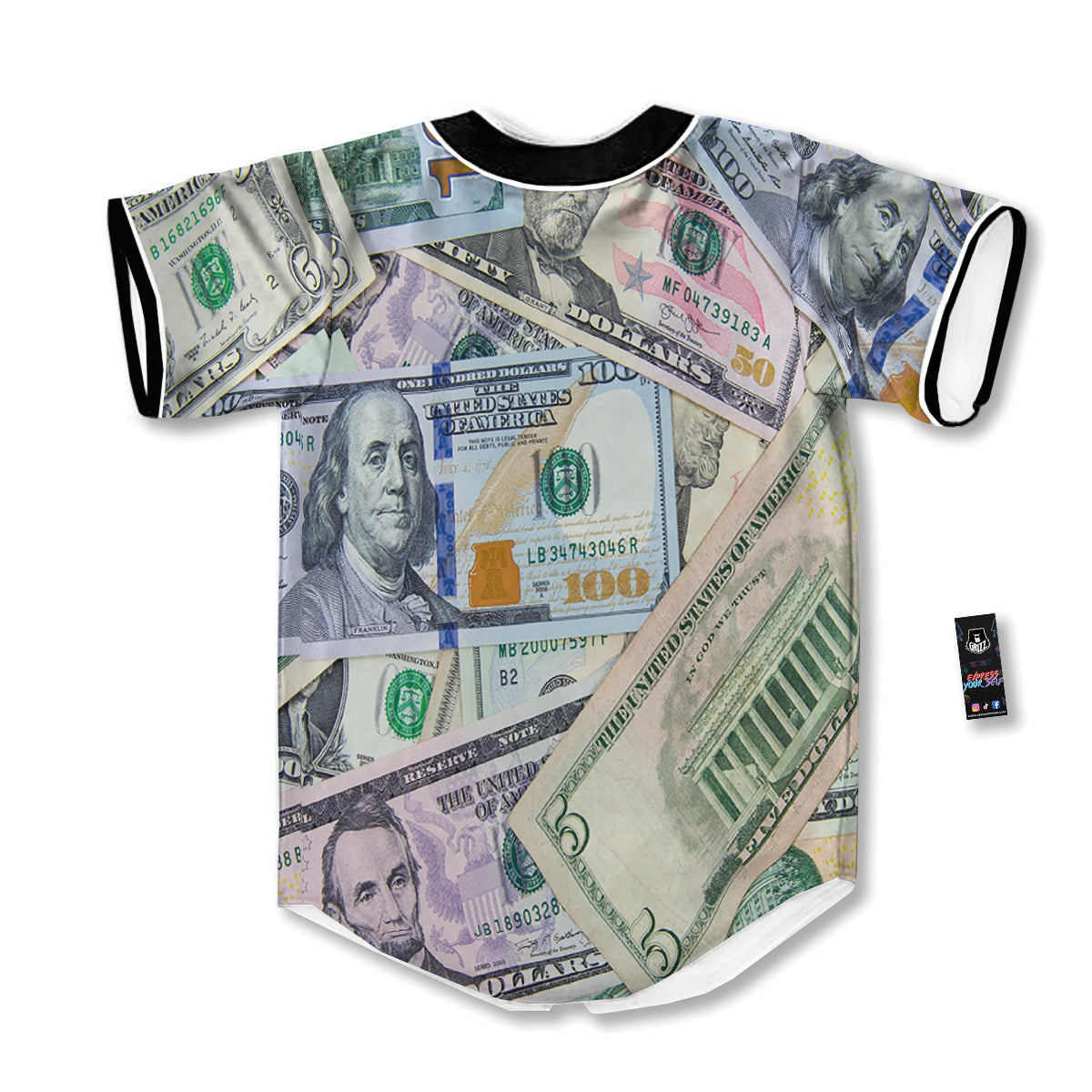 US Dollar Print Baseball Jersey-grizzshop