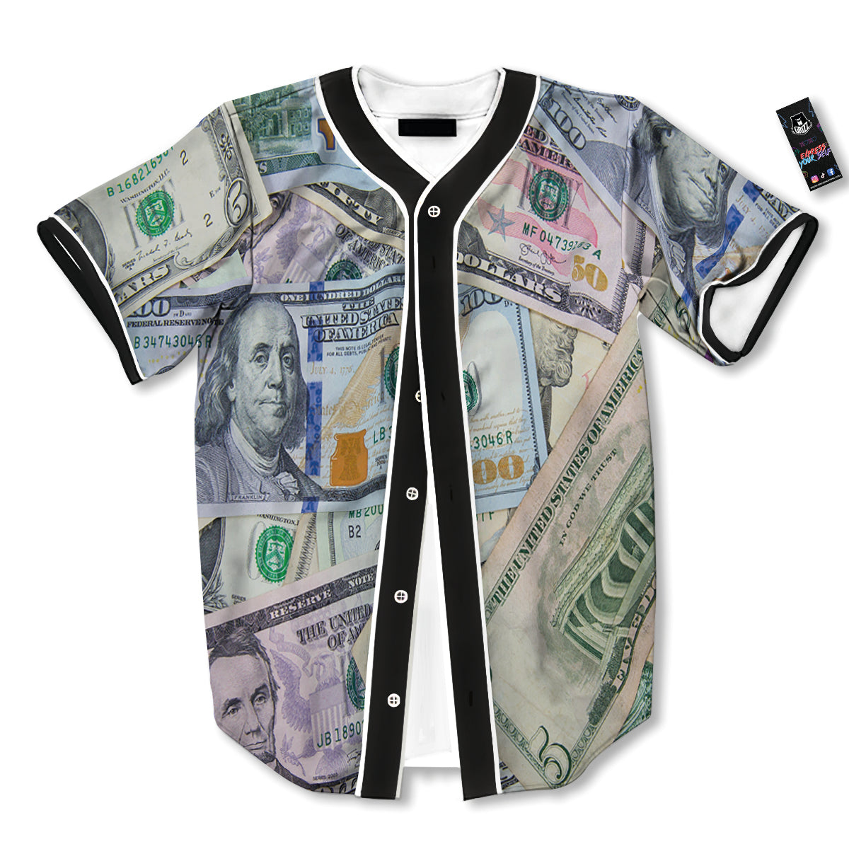 US Dollar Print Baseball Jersey-grizzshop