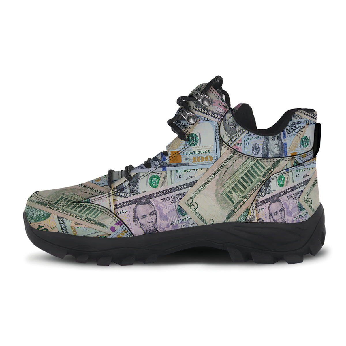 US Dollar Print Hiking Shoes-grizzshop