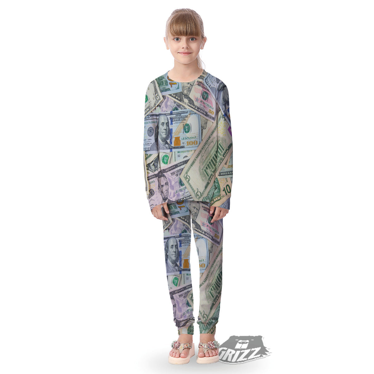US Dollar Print Kid's Pajamas-grizzshop