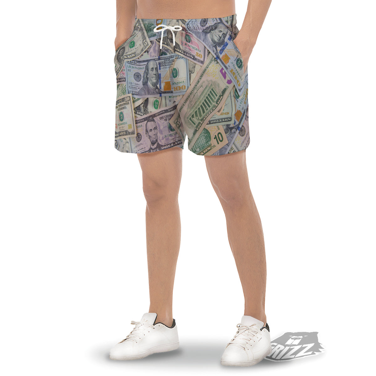 US Dollar Print Men's Gym Shorts-grizzshop
