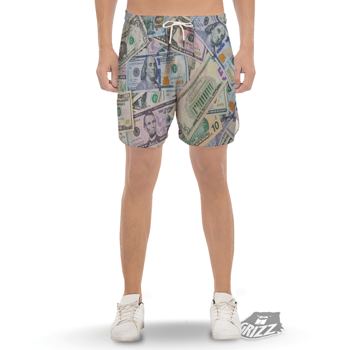 US Dollar Print Men's Gym Shorts-grizzshop