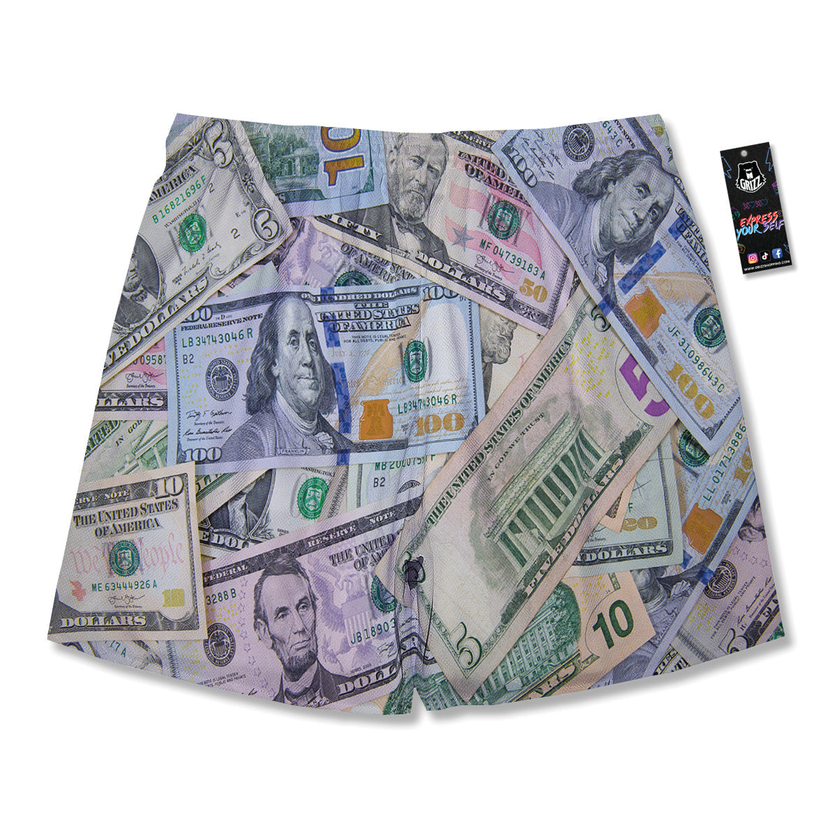 US Dollar Print Men's Running Shorts-grizzshop