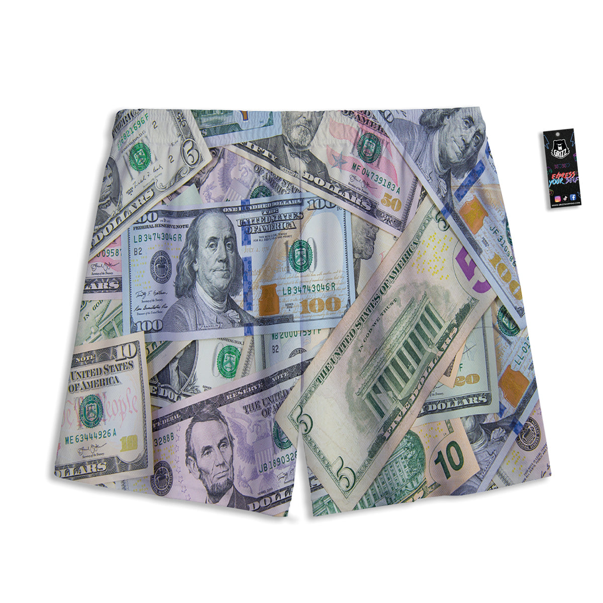 US Dollar Print Mesh Shorts