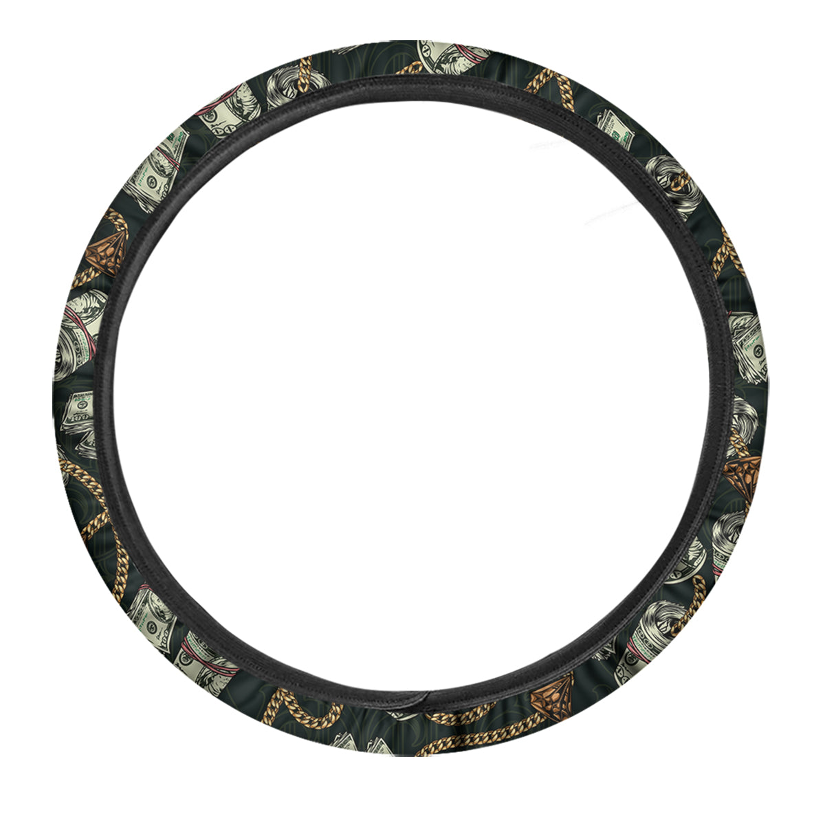 US Dollar Print Pattern Car Steering Wheel Cover-grizzshop