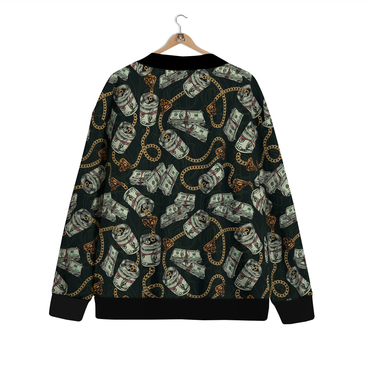 US Dollar Print Pattern Cardigan-grizzshop