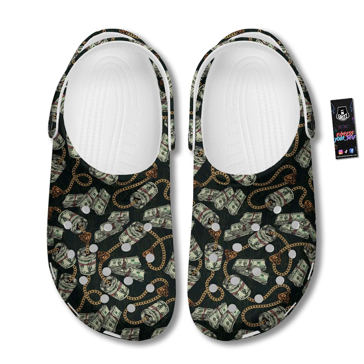 US Dollar Print Pattern Clog-grizzshop