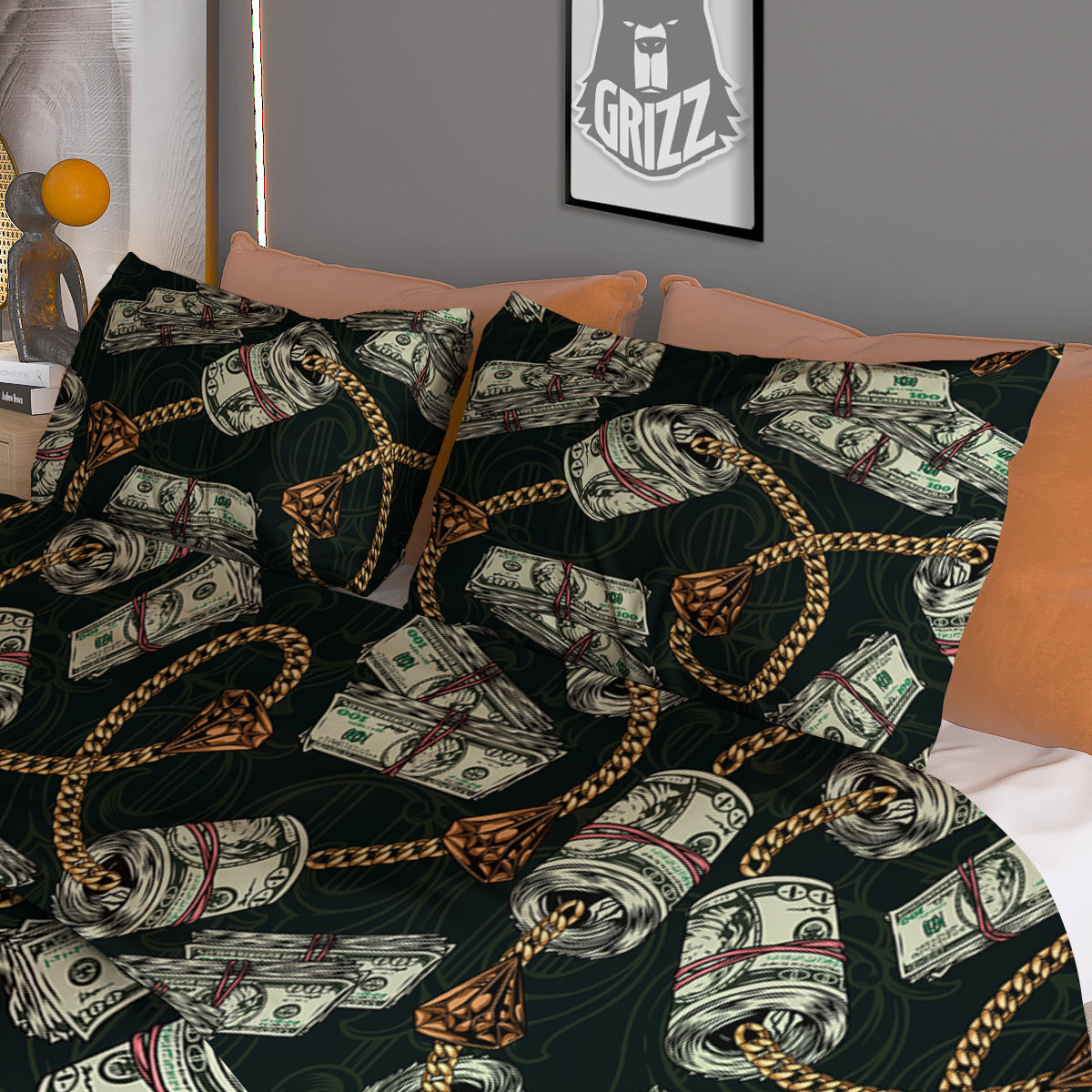 US Dollar Print Pattern Duvet Cover Bedding Set