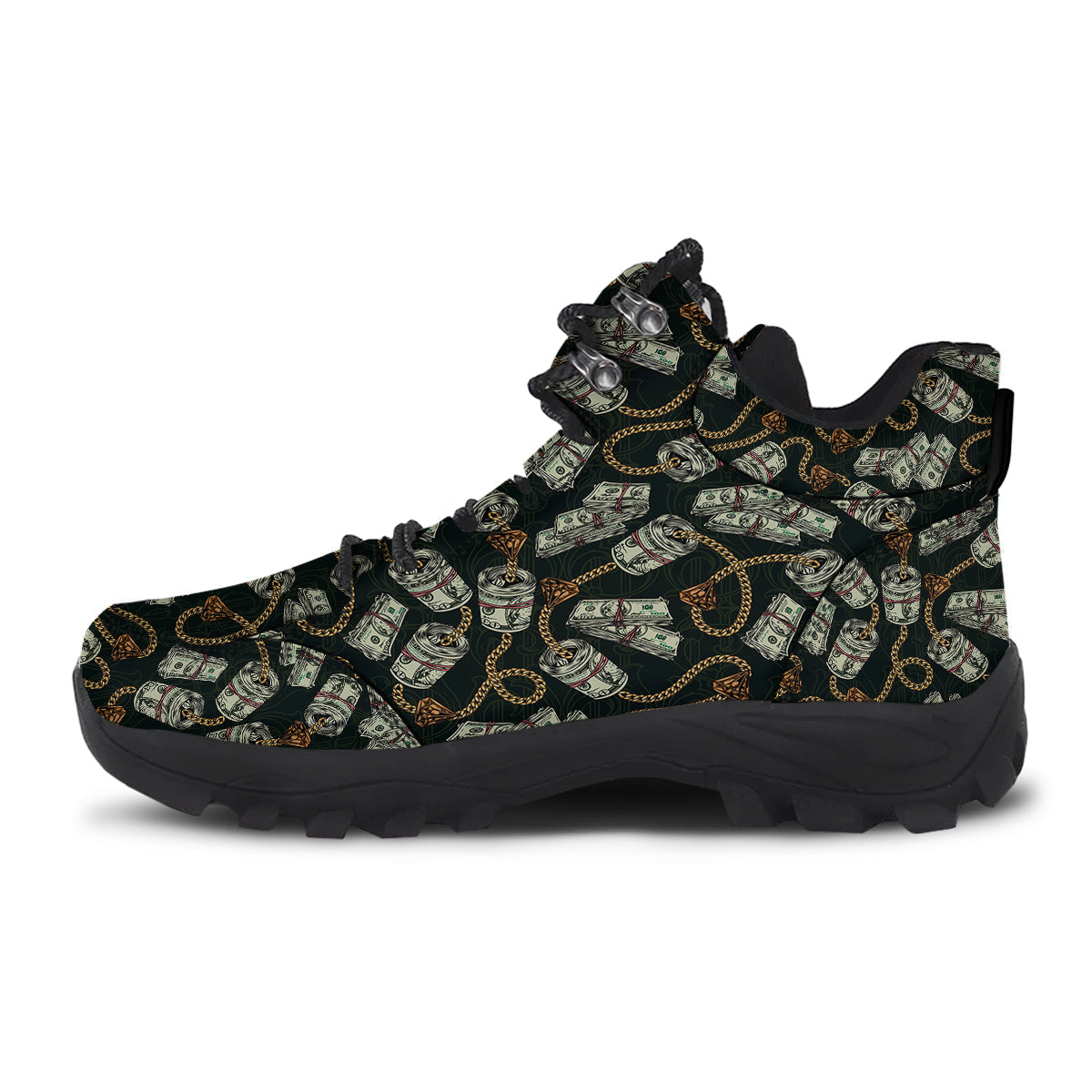 US Dollar Print Pattern Hiking Shoes-grizzshop