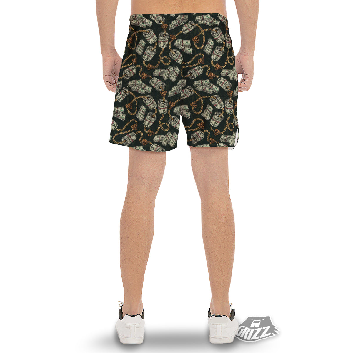 US Dollar Print Pattern Men's Gym Shorts-grizzshop