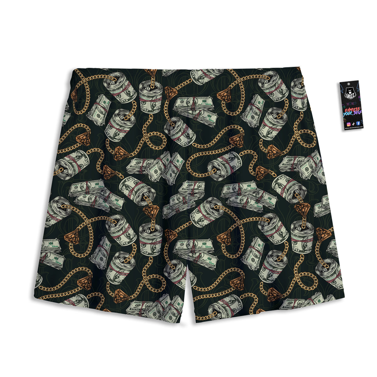 US Dollar Print Pattern Mesh Shorts