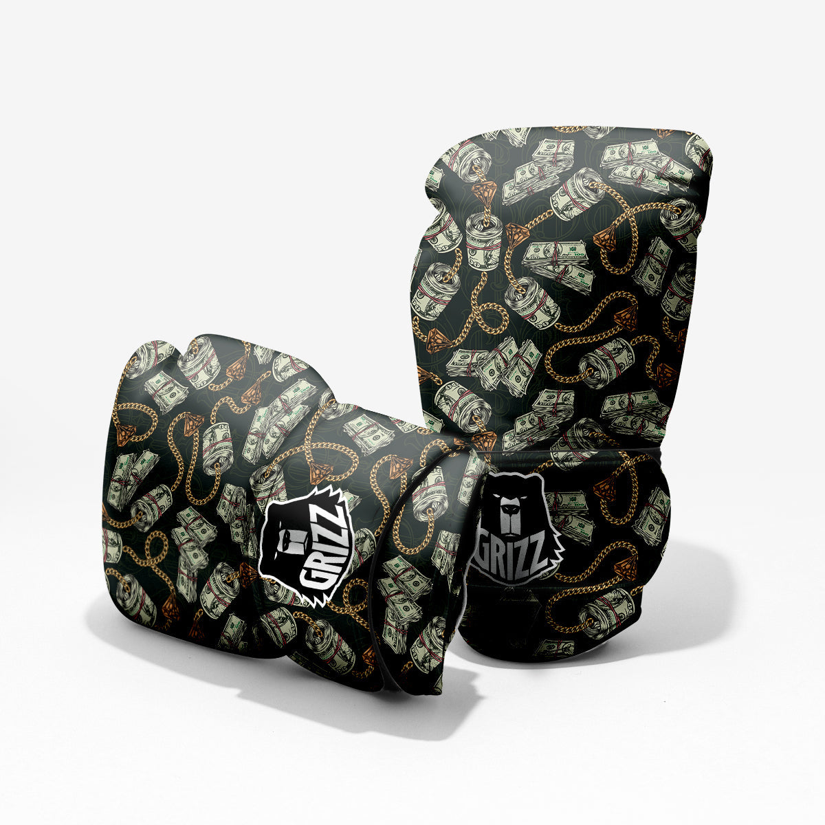 US Dollar Print Pattern Sparring Gloves-grizzshop