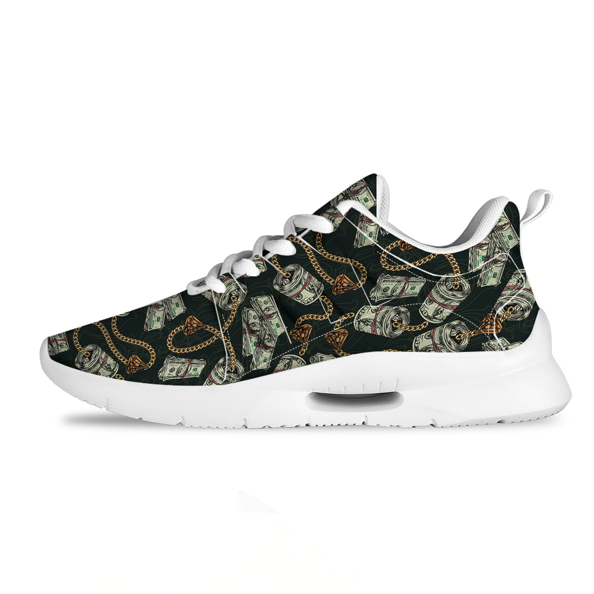 US Dollar Print Pattern Tennis Shoes-grizzshop